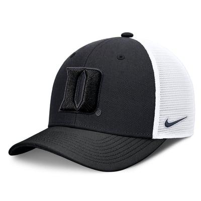  Duke Blue Devils Nike Unisex Tonal Dri-FIT Rise Trucker Adjustable Hat - Black