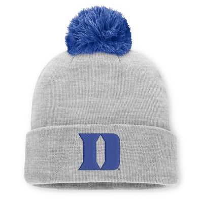 Duke Blue Devils Nike Unisex Primetime Script Cuffed Knit Hat with Pom - Heather Gray