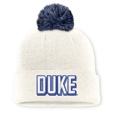 Duke Blue Devils Nike Unisex Letter Mascot Knit Hat with Pom - White