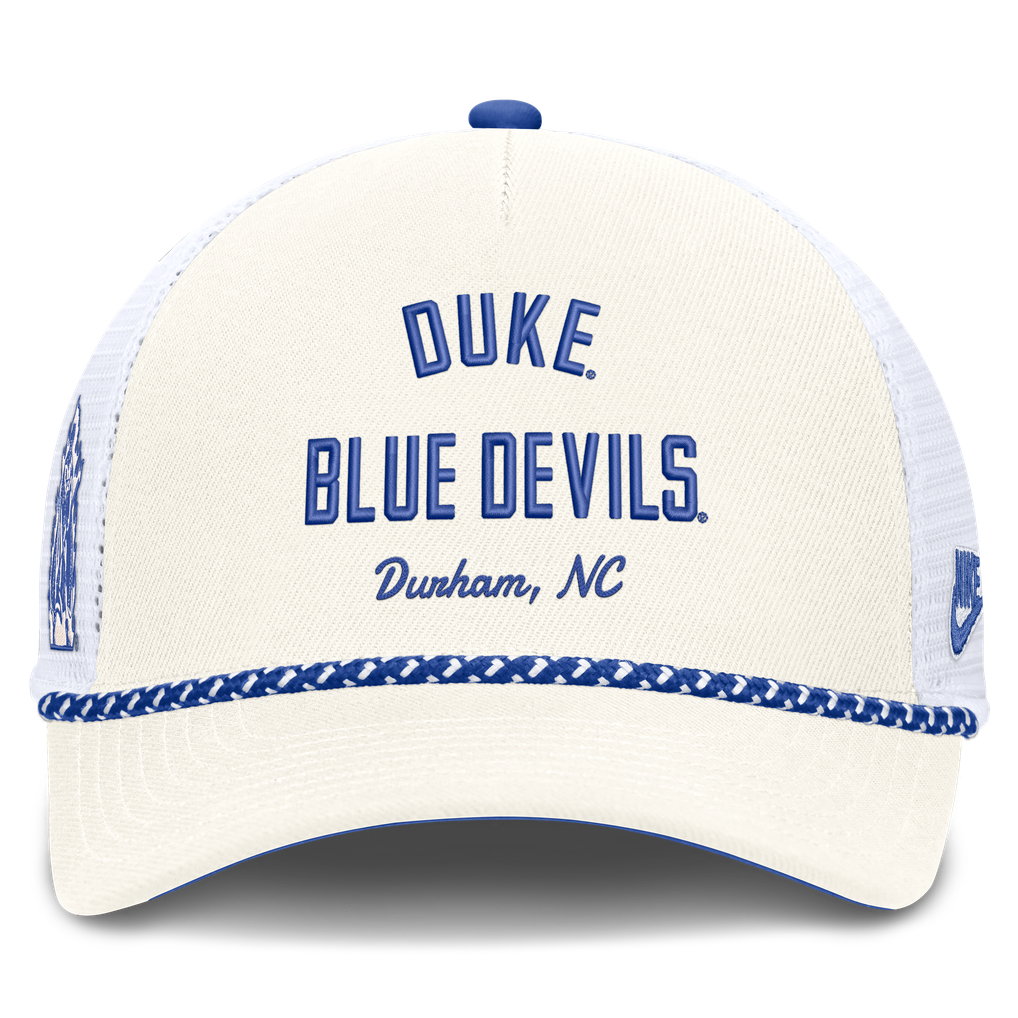 Duke Blue Devils Nike Unisex Mascot Rope Trucker Adjustable Hat - White