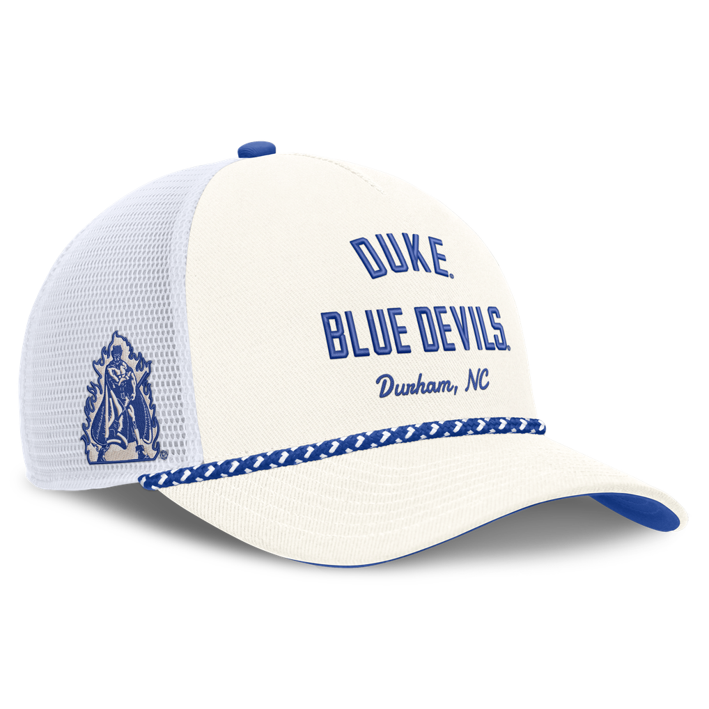 Duke Blue Devils Nike Unisex Mascot Rope Trucker Adjustable Hat - White