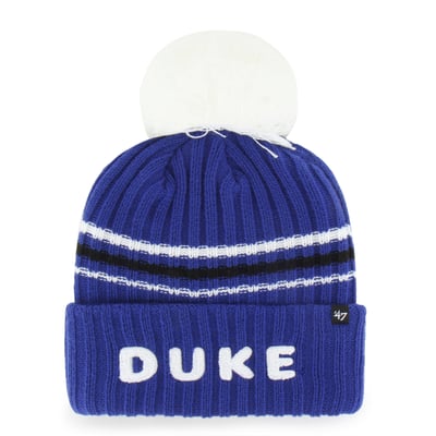  Duke Blue Devils '47 Women's Seasonal Fuzzy Script Big Pom Knit Hat - Royal