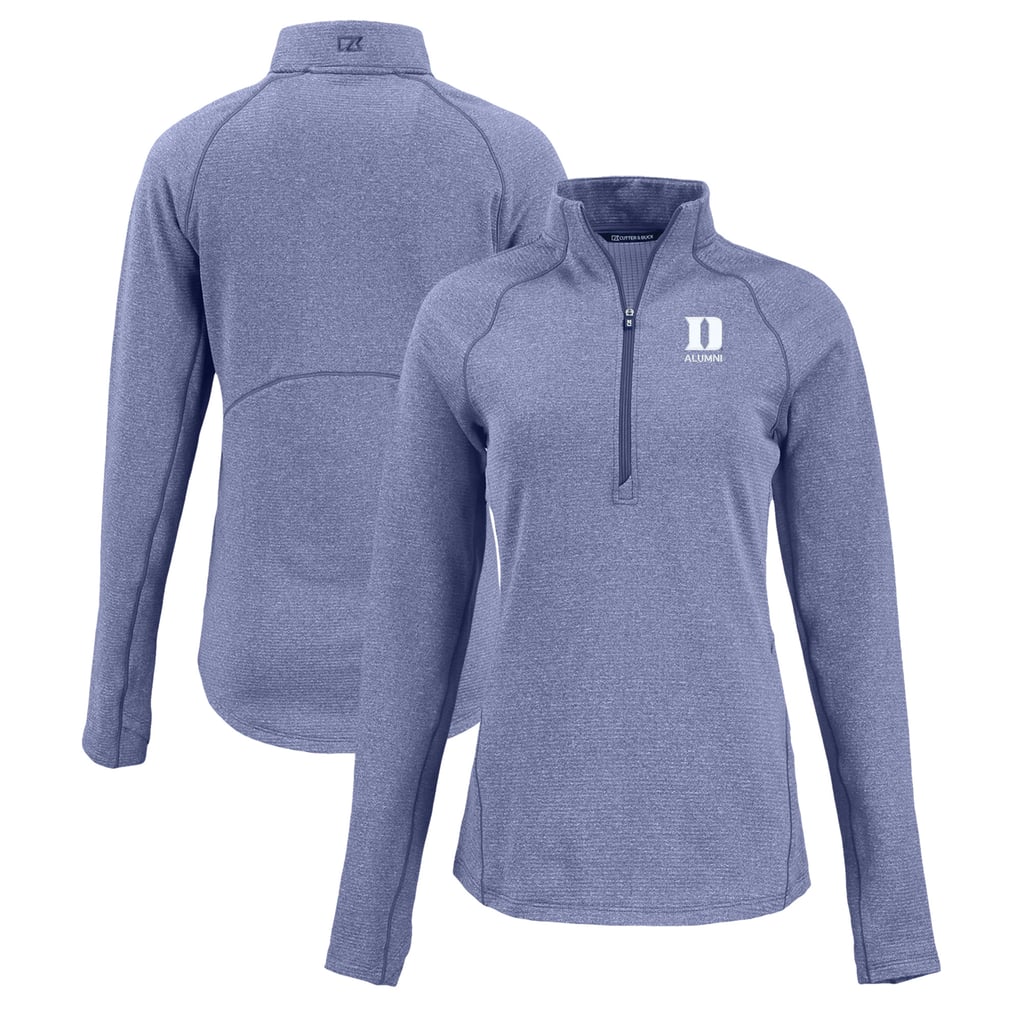 Cutter & Buck Duke Blue Devils Women's Peshastin Eco Fleece Recycled Half-Zip Tri-Blend Jacket - Heather Blue