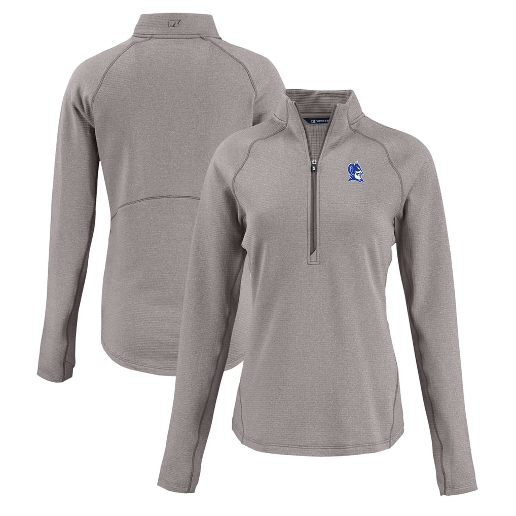 Cutter & Buck Duke Blue Devils Women's Peshastin Eco Fleece Recycled Half-Zip Tri-Blend Jacket - Heather Gray