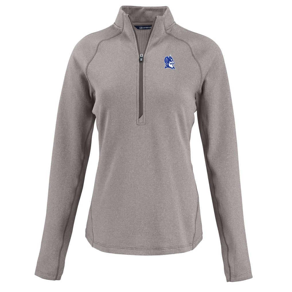 Cutter & Buck Duke Blue Devils Women's Peshastin Eco Fleece Recycled Half-Zip Tri-Blend Jacket - Heather Gray