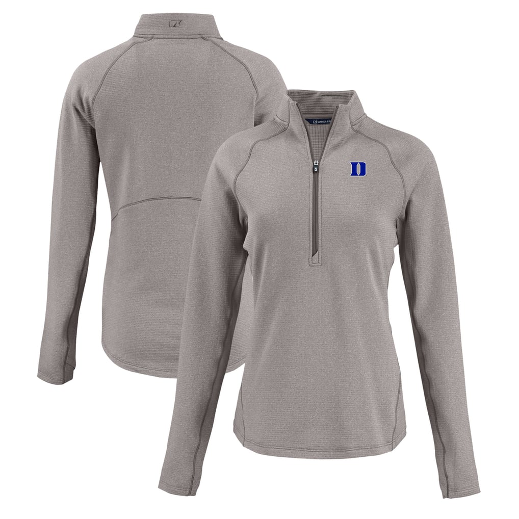 Cutter & Buck Duke Blue Devils Women's Peshastin Eco Fleece Recycled Half-Zip Tri-Blend Jacket - Heather Gray