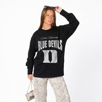 Duke Blue Devils Gameday Couture Women's Bold Ambition Oversized Long Sleeve T-Shirt - Black