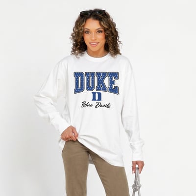 Duke Blue Devils Gameday Couture Women's Sweet Spot Oversized Long Sleeve T-Shirt - White