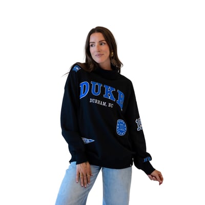 Duke Blue Devils Gameday Social Women's Patch Mockneck Sweatshirt - Black
