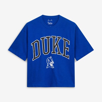 Duke Blue Devils Pressbox Women's Oversized Nelson Arch Over Logo Slub T-Shirt - Royal