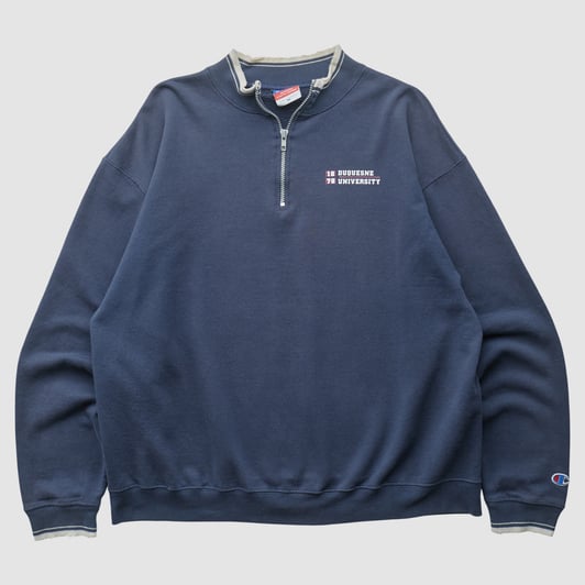 Duquesne Dukes Champion 2000s 1/4 Zip Sweatshirt - Navy - M by Fanatics Real Vintage