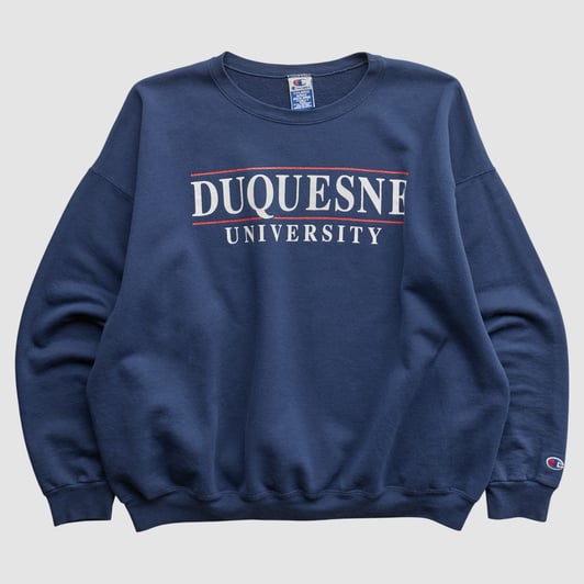 Duquesne Dukes Champion 90s Pullover Sweatshirt - Navy - XL by Fanatics Real Vintage