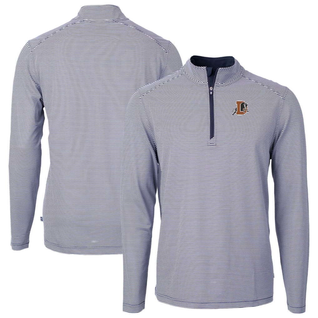 Durham Bulls Cutter & Buck Virtue Eco Pique Micro Stripe Recycled Quarter-Zip Pullover Top - Navy/White