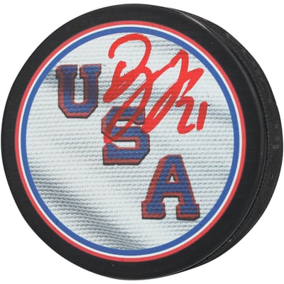 Dylan Larkin Team USA Autographed Fanatics Authentic 2026 Winter Olympics Hockey Puck 