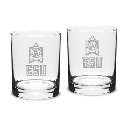 East Stroudsburg Warriors 14oz. 2-Piece Classic Double Old-Fashioned Glass Set