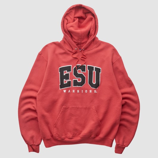 East Stroudsburg Warriors Champion 2000s Hooded Pullover Sweatshirt - Red - S by Fanatics Real Vintage