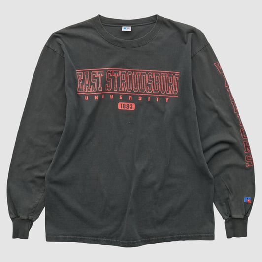 East Stroudsburg Warriors Russell 2000s Long Sleeve T-shirt - Black - S by Fanatics Real Vintage
