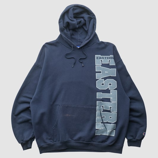 Eastern Connecticut State Warriors Champion 2000s Hooded Pullover Sweatshirt - Navy - L by Fanatics Real Vintage