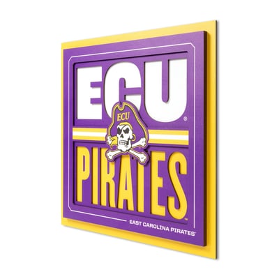 ECU Pirates 12" x 12" Slogan Series 3D Wall Art