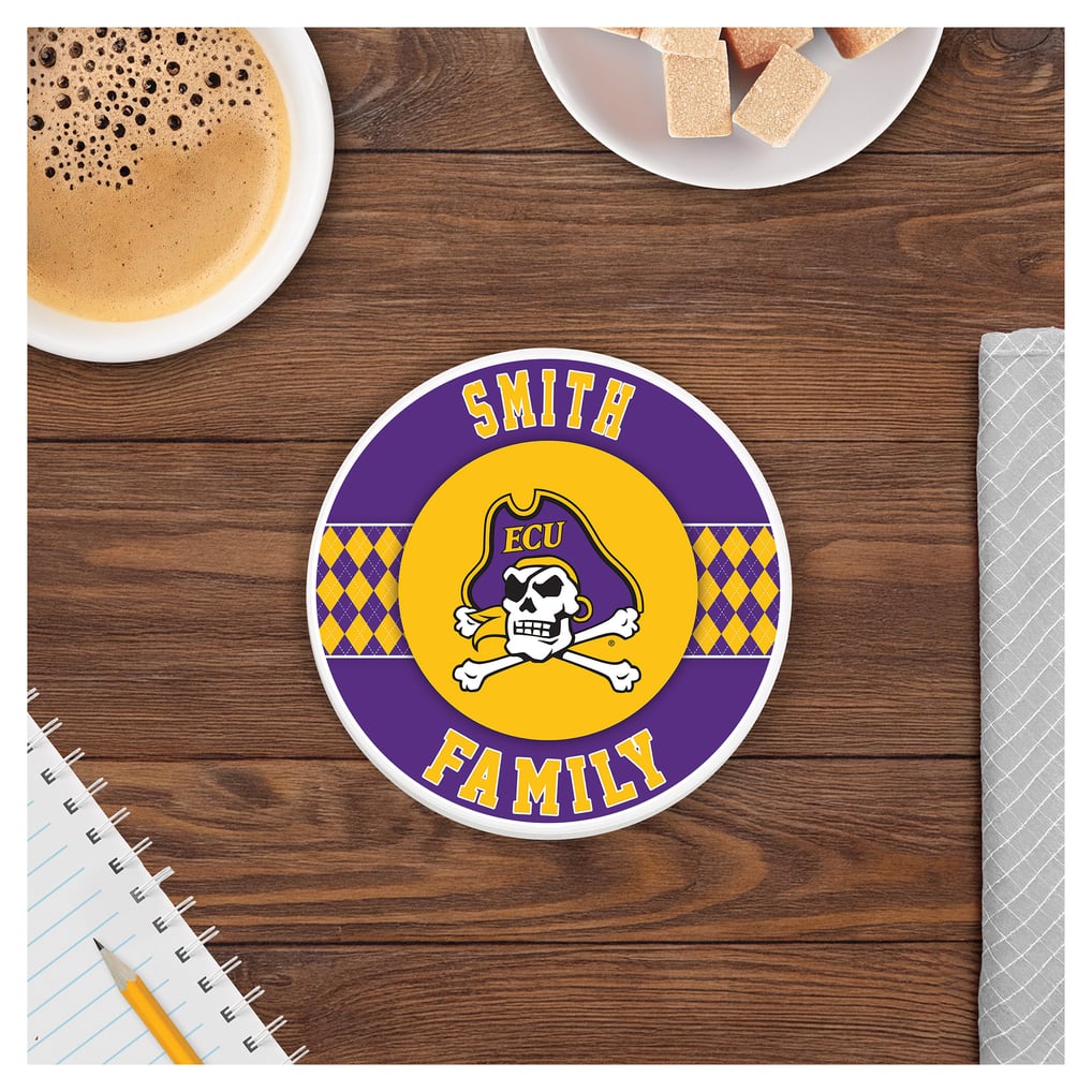 ECU Pirates 4" Personalized Circular Coasters 4-Pack Set