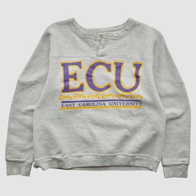 ECU Pirates Street Sweater 90s Pullover Sweatshirt - Heather Gray - XS by Fanatics Real Vintage