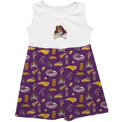 ECU Pirates Vive La Fete Girls Infant Impressions Artwork Tank Top Dress - Purple