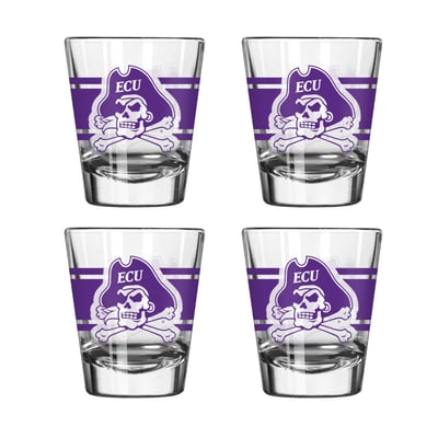 ECU Pirates Logo Brands Four-Piece Stripe Shot Glass Set