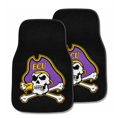 ECU Pirates Logo Brands Two-Piece Carpet Car Mat Set