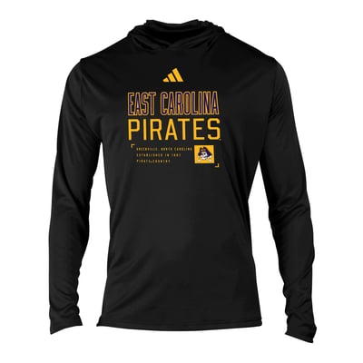 ECU Pirates adidas Long Sleeve Hooded T-Shirt - Black