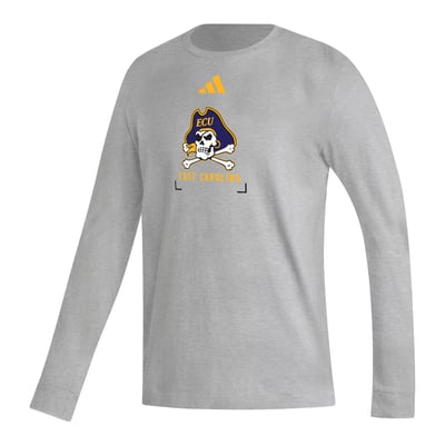 ECU Pirates adidas Fresh Long Sleeve T-Shirt - Heather Gray