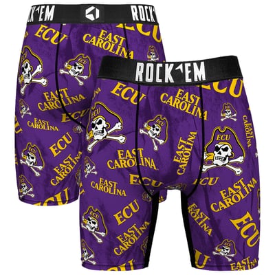  ECU Pirates Rock Em All Over Logo Boxer Briefs - Purple