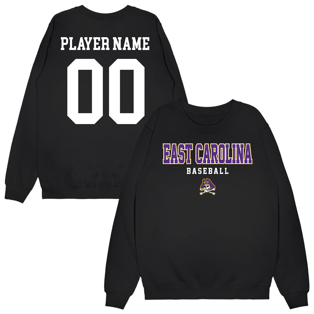 ECU Pirates Unisex NIL Pick-A-Player Baseball Sweatshirt - Black