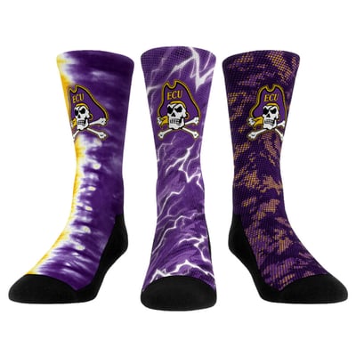 ECU Pirates Rock Em Unisex Three-Piece Team Tones Crew Socks Set