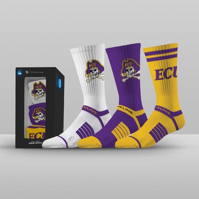 ECU Pirates Strideline Unisex Premium 3-Pack Knit Crew Socks Set