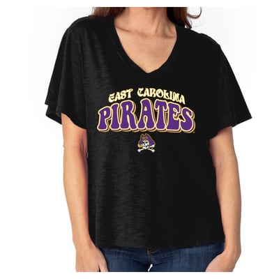  ECU Pirates Women's Fawn Flutter Sleeve T-Shirt - Black