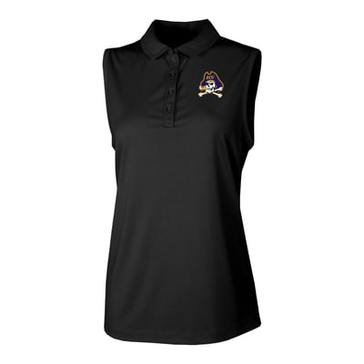  ECU Pirates Columbia Women's Ace Flair Sleeveless Tank Polo - Black