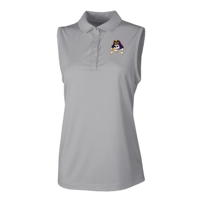  ECU Pirates Columbia Women's Ace Flair Sleeveless Tank Polo - Gray
