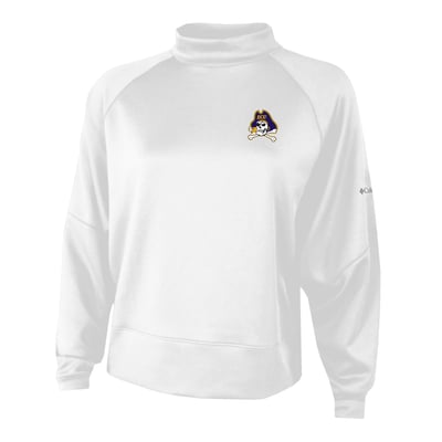  ECU Pirates Columbia Women's Par-Performance Raglan Dolman Mock Neck Sweatshirt - White