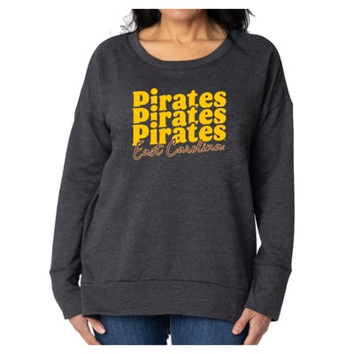 ECU Pirates Flying Colors Apparel Women's Marly Side Split Sweatshirt - Black
