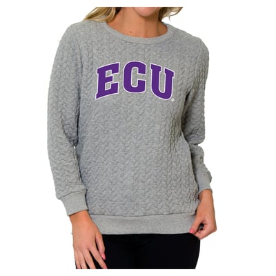 ECU Pirates Flying Colors Apparel Women's Kinsley Quilted Sweater - Heather Gray
