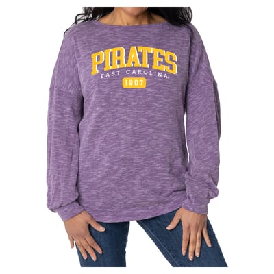 ECU Pirates Flying Colors Apparel Women's Josie Balloon Sleeve Long Sleeve Tunic T-Shirt - Purple
