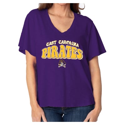  ECU Pirates Women's Fawn Flutter Sleeve T-Shirt - Purple