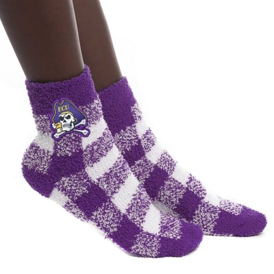 ECU Pirates ZooZatz Women's Fuzzy Buffalo Check Ankle Socks