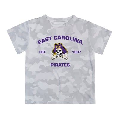  ECU Pirates Vive La Fete Youth Est. Date Camo T-Shirt - Gray