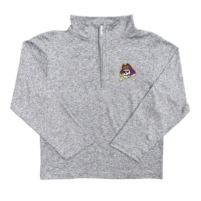  ECU Pirates Vive La Fete Youth Team Logo Quarter-Zip Sweatshirt - Heather Gray