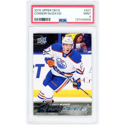 Connor McDavid Edmonton Oilers 2015-16 Upper Deck Young Guns #201 PSA Authenticated 9 Rookie Card