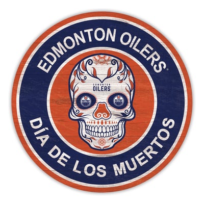 Edmonton Oilers 12" Sugar Skull Circle Sign