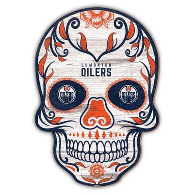 Edmonton Oilers 12'' Sugar Skull Sign