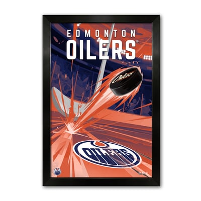 Edmonton Oilers 14" x 20" Framed Hockey Puck Blast Art Print