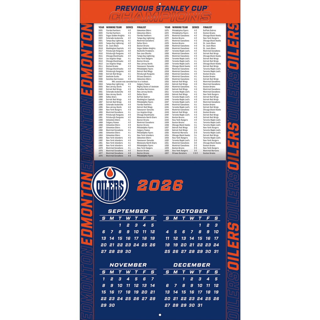 Edmonton Oilers 2027 12” x 12” Team Wall Calendar